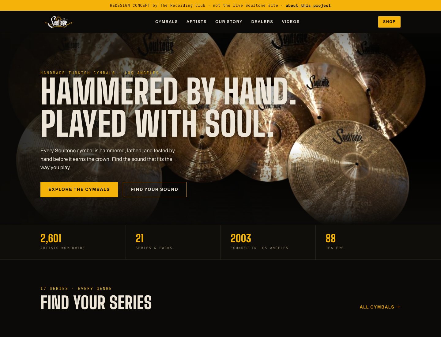 The redesigned Soultone website home page