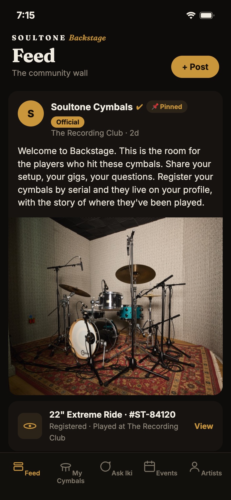 A mockup of the Soultone Backstage owners app